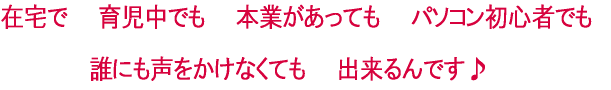 女性にも出来るんです。在宅で・育児中でも・本業があっても・パソコン初心者でも